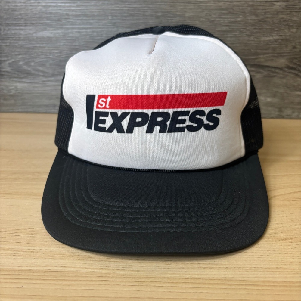 Vintage 1st Express Hat‎ Cap Snapback Black Trucker Adjustable